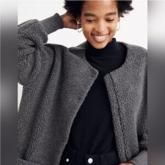 Madewell Bonded Cocoon Sherpa Coat sz L - Picture 6 of 8